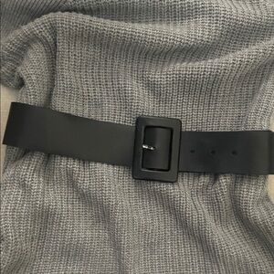 Black Wide Belt with Square Buckle